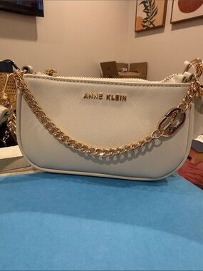 NWT Anne Klein Cream Crossbody with Gold-Tone Logo
